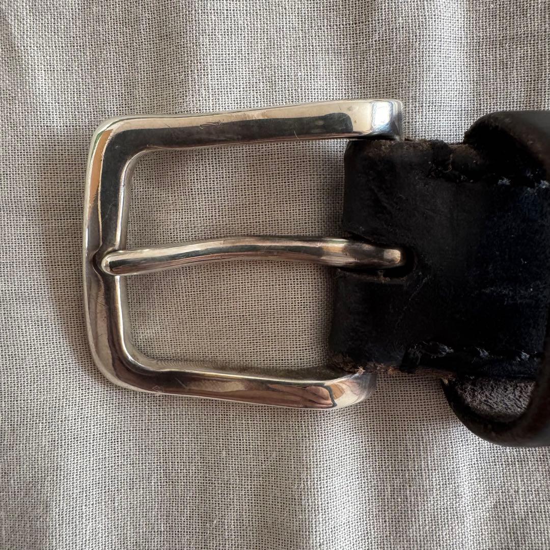 池之端銀革店 ベルト 銀製バックル 幅28mm 32インチ